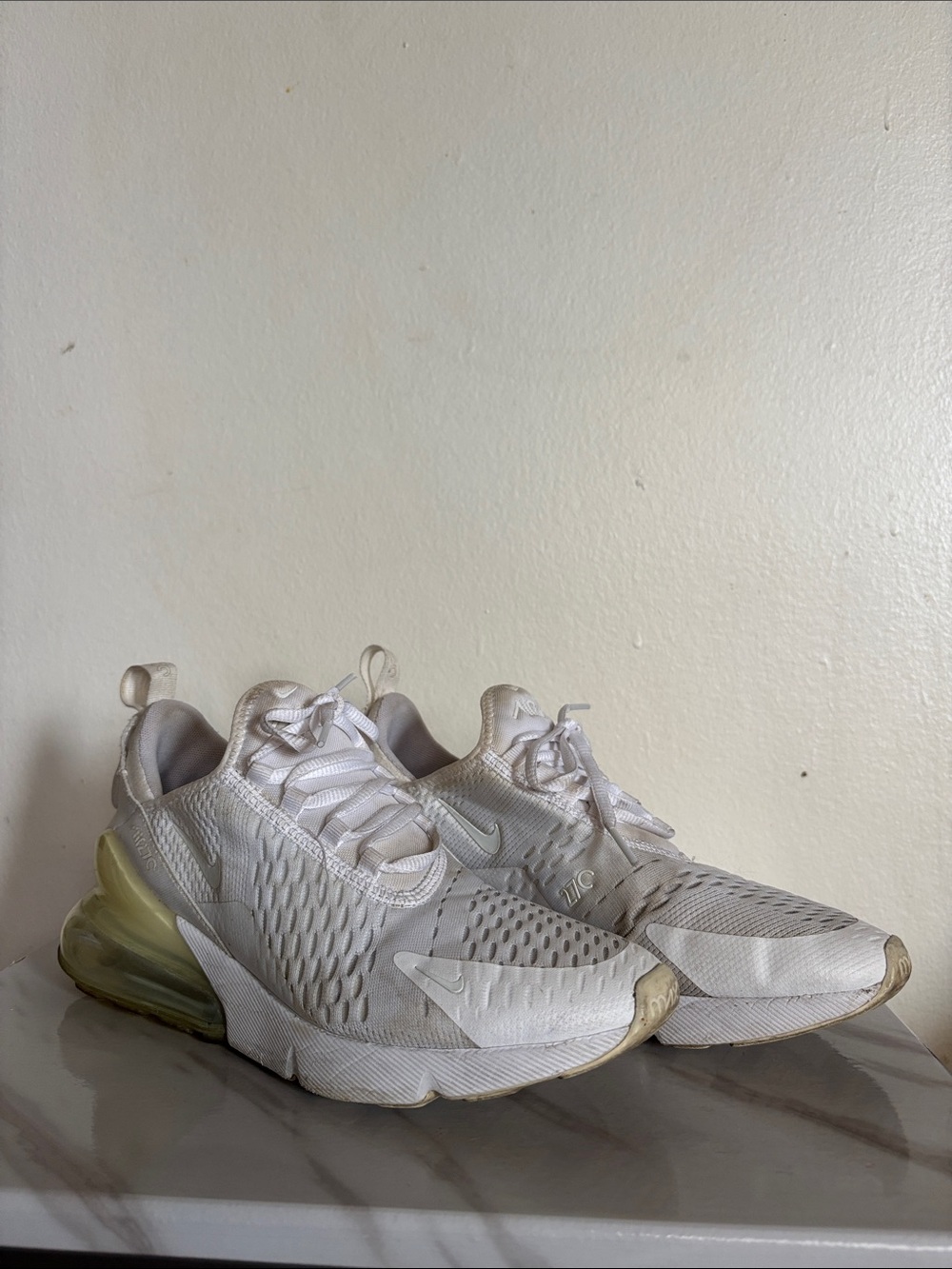 Nike Men’s White/Light Cream Air 270 Style Sneakers